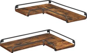 VASAGLE Mensola ad angolo a forma di L, set di 2, mensola a muro, design industriale, mensole a muro, per soggiorno, camera da letto, cucina, vintage marrone-nero LLS831B01