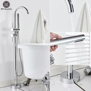 Rubinetto per vasca da bagno a colonna - Montaggio a pavimento - Con doccetta - Miscelatore monocomando - Cartuccia in Vetroceramica - Acqua calda/fredda - Cromo