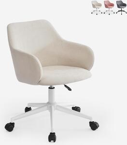 Sedia girevole in tessuto con braccioli Office Homeoffice Kivri - Bianco