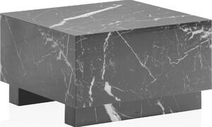 WOHNLING Tavolino MONOBLOC 60x60x35 cm Nero lucido con aspetto marmoreo Tavolo da soggiorno Cube Tavolo da divano quadrato Tavolino da salotto Forma cubica