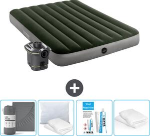 Letto ad aria Intex - Letto matrimoniale - 137 x 191 x 25 cm - Verde - Incluso pompa - lenzuolo matrimoniale - bacio - set di riparazione e protezione per cuscini