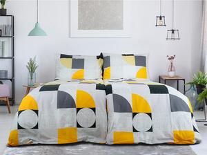 Set copripiumino e federa giallo/grigio in crêpe per letto singolo 140x200 cm Geometries – B.E.S