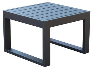 Tavolino basso quadrato 45x45 cm da esterno giardino per salotto con struttura in alluminio e piano effetto doghe Milos - Black