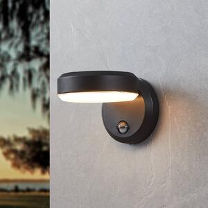 EGLO Applique da esterni LED Fornaci, nera, larghezza 16 cm, con sensore Fornaci, Nero, Metallo, Moderno, Applique da esterni