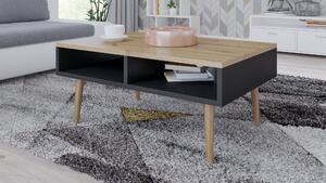 Per La Vita tavolino con ripiano Isla, tavolino da salotto in legno, tavolino da divano in legno, tavolino da salotto moderno di design, Nero Artigiano