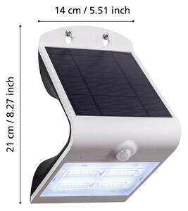 EGLO Applique a LED solare Lamozzo, bianca, altezza 21 cm, con sensore Lamozzo, Bianco / Opale, Plastica, Moderno, Applique da esterni