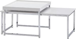 FineBuy Tavolino da caffè Set di 2 Tavoli da divano in legno / metallo Tavolino quadrato moderno Tavoli da soggiorno di design a 2 pezzi Tavoli di legno Set di tavoli