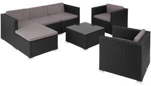 Tectake 404791 salottino in rattan lignano con 2 poltrone - nero