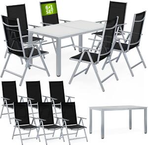 CASARIA® Set Tavolo e Sedie da Giardino Bern 6 +1 Alluminio Bern Schienale 8 Posizioni Balcone Patio