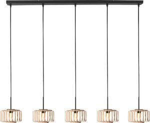 Mexlite - lampada a sospensione - HaloSwap - naturale nero - bambù - grande lampada da tavolo da pranzo - E27 - 4527ZW