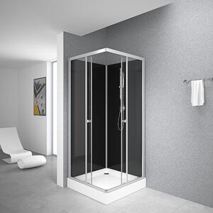 Doccia completa MARWELL doccia completa Black Reef - cabina doccia 80 x 80 x 195 cm - set completo incluso piatto doccia e rubinetto - con ingresso ad angolo