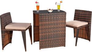 Set di 3 mobili da giardino Melko in polyrattan - marrone