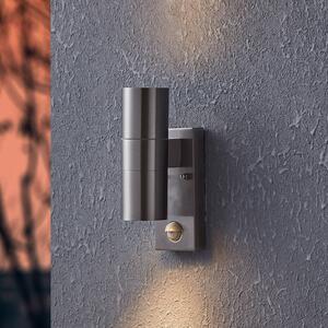 EGLO Applique Riga 5 in acciaio inossidabile 21 cm, inossidabile, sensore a, Alluminio / Grigio / Zincato, Acciaio Inox, Moderno, Applique da esterni