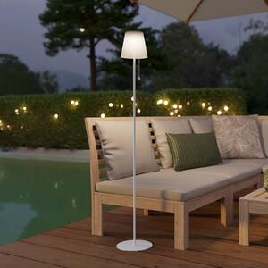 EGLO Lampada da terrazza a LED solare Scordiano-L, bianca, altezza 120 cm Scordiano-L, Bianco / Opale, Metallo, Moderno