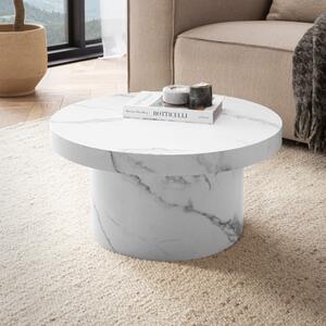 WOHNLING tavolino bianco 60 cm aspetto marmo tavolo soggiorno tavolo divano tavolo rotondo piccolo