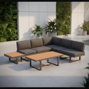 Mucola gruppo di sedute divano angolare in alluminio con funzione reclinabile gruppo da pranzo resistente alle intemperie mobili da giardino rilassante oasi divano set di sedute per esterni