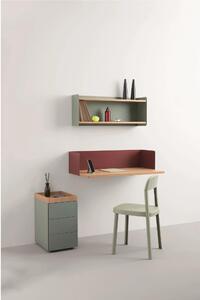 Scrittoio da muro dal design elegante DESKY Dimensioni 80x50x h 25 cm Struttura metallica con piano Rovere naturale spessore 25 con bordi arrotondati Rosso Terracotta
