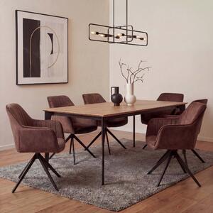 Set di 6 sedie da pranzo HWC-L79, sedie da cucina con braccioli girevoli e ritorno automatico, velluto 440 g/m² ~ effetto scamosciato marrone terracotta
