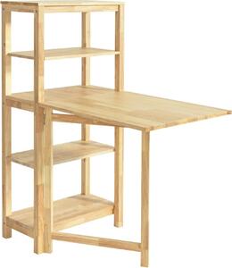 SoBuy Tavolo da pranzo pieghevole con ripiani laterali, tavolo da pranzo in legno di gomma, tavolo da pranzo pieghevole, tavolo in legno per cucina, sala da pranzo, soggiorno, balcone