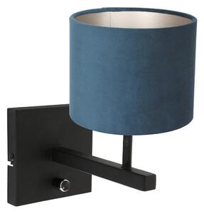 Steinhauer - lampada da parete - Stang - nero - metallo velluto - lampada da letto - E27 - 8251ZW