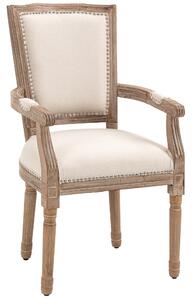 HOMCOM Sedia da Pranzo, Sedia da Cucina con Decorazioni a Borchie, Stile Country Francese, in Legno di Gomma, 59x63,5x96 cm, Bianco Crema | Aosom Italy