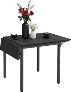 Tavolo da pranzo pieghevole Relaxdays, 2-4 persone, LxPxA: 76x120x78 cm, tavolo pieghevole salvaspazio, cucina, MDF e ferro, nero