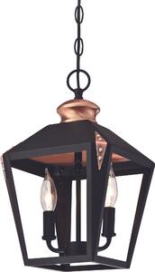 Lampada a sospensione Valery in rame nero con 2 sorgenti luminose