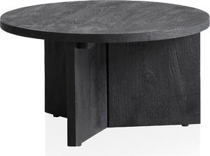 WOHNLING Tavolino 60x60x33 cm Mango Legno Massiccio Nero Divano Tavolo Rotondo Soggiorno Tavolo Treppiede Tavolino Soggiorno Basso Moderno