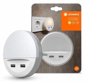 Ledvance - Luce notturna a LED in presa con sensore LUNETTA 2xUSB LED/13W/230V