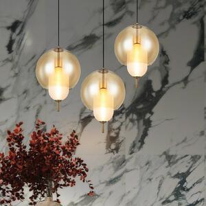 Viokef Lampada a sospensione in vetro Adol, Alluminio / Grigio / Zincato, Soggiorno / Sala da pranzo, Vetro, Lampada a sospensione