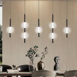 Viokef Lampada LED a sospensione Abeona, lunghezza 105 cm, metallo nero, 7 luci. Abeona, Nero, Soggiorno / Sala da pranzo, Metallo