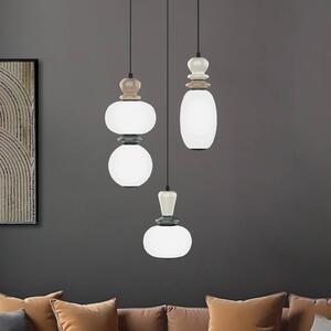 Viokef Lampada LED a sospensione Gemma, Ø 38 cm, colorata, vetro/ceramica, 3 luci. Gemma, Multicolore, Soggiorno / Sala da pranzo, Vetro
