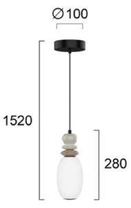 Viokef Lampada LED a sospensione Gemma, altezza 28 cm, colorata, vetro/ceramica/metallo Gemma, Multicolore, Soggiorno / Sala da pranzo, Vetro
