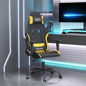 Sedia da Gaming Girevole in Tessuto Nero e Crema