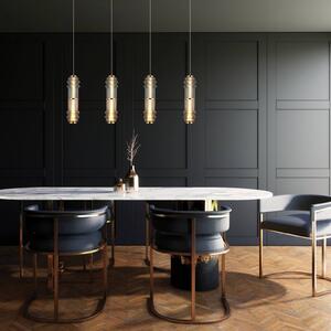 Viokef Lampada LED a sospensione Dereck, grigio fumo/color ambra, Ø 10 cm, vetro Dereck, Alluminio / Grigio / Zincato, Soggiorno / Sala da pranzo, Vetro
