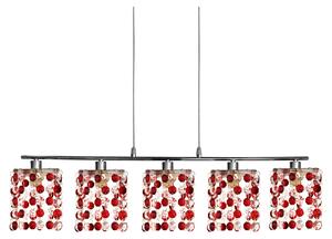 Lampada a sospensione sopra il tavolo da pranzo CLASSIC - 5xG9, 40W, cromata / rossa