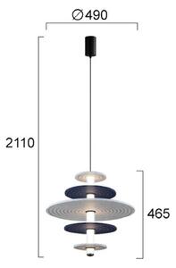 Viokef lampada LED a sospensione Azul, altezza 46 cm, blu/grigio/nero, feltro Azul, Alluminio / Grigio / Zincato, Soggiorno / Sala da pranzo, Plastica