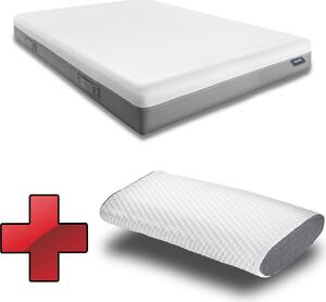Materasso viscoelastico Sleezzz Premium 140 x 200 cm, altezza 20 cm, livello di rigidità H2/H3, con maniglie reversibili + cuscino Sleezzz® Cool ad effetto rinfrescante