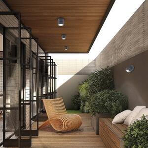 Viokef Faretto da soffitto LED esterno Andria, grigio scuro, Ø 9 cm, metallo Andria, Nero, Alluminio, Plafoniere LED
