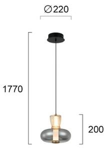 Viokef Lampada LED a sospensione Sire, Ø 22 cm, grigio fumo/bronzo, metallo/vetro Sire, Alluminio / Grigio / Zincato, Soggiorno / Sala da pranzo, Metallo