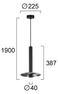 Viokef Lampada LED a sospensione Leandros, nera, Ø 40 cm, pietra artificiale/metallo Leandros, Nero, Soggiorno / Sala da pranzo, Metallo