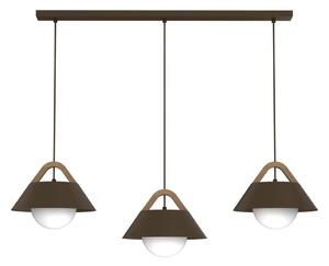 Lampadario sospeso con cavo FUNDA 3xE27/15W/230V marrone