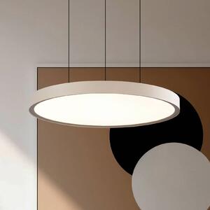 Viokef Lampada LED a sospensione Denver, Ø 49 cm, color beige, metallo Denver, Crema / Ambra, Soggiorno / Sala da pranzo, Alluminio, Moderno