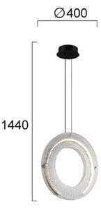 Viokef Lampada LED a sospensione Tamara, grigio fumo, Ø 40 cm, vetro/metallo Tamara, Alluminio / Grigio / Zincato, Soggiorno / Sala da pranzo, Vetro, Moderno