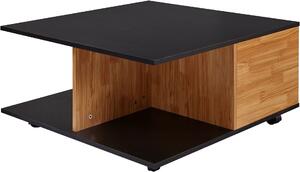 FineBuy Design Tavolino da salotto antracite / rovere sabbia 70x70 cm Tavolino da salotto con 2 cassetti Tavolino da divano con rotelle Tavolino con 2 scomparti