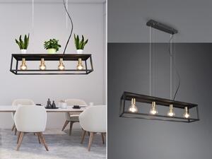 Lampada a sospensione VITO a 4 luci in metallo nero, stile industriale - R30194032