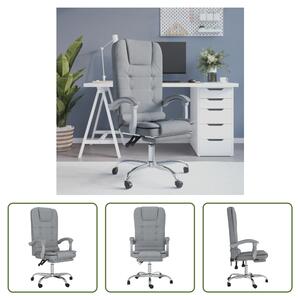 The Living Store Sedia da ufficio con funzione massaggio Tessuto grigio chiaro