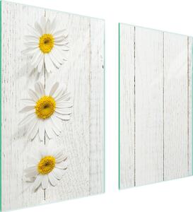 Piastre copri fornelli 2 pezzi 75x52 Copri piano cottura in Vetroceramica tagliere in vetro margherita legno