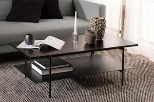 Tavolino da salotto >Angus< nero, MDF, acciaio - 115x40x60 cm (LxAxP)