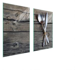 Piastre copri fornelli 2 pezzi 75x52 Copri piano cottura in Vetroceramica tagliere in vetro posate in legno